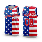 Custom Royal Red-White 3D Pattern Design American Flag Authentic Basketball Jersey