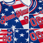 Custom Royal Red-White 3D Pattern Design American Flag Authentic Basketball Jersey detail