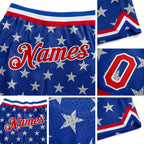 Custom Royal Red-White 3D Pattern Design American Flag Authentic Basketball Shorts detail