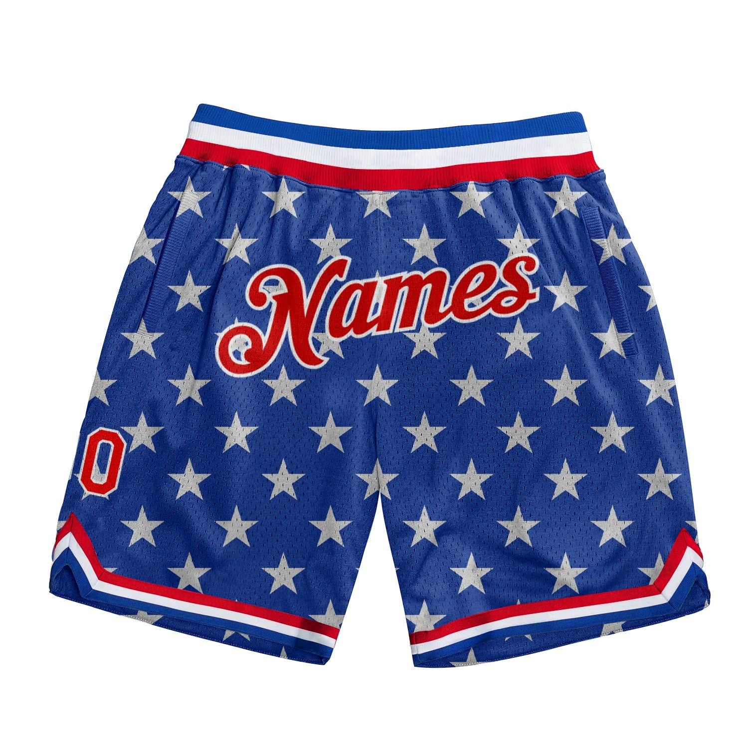 Custom Royal Red-White 3D Pattern Design American Flag Authentic Basketball Shorts photo 1