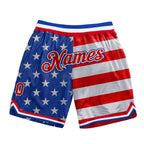 Custom Royal Red-White 3D Pattern Design American Flag Authentic Basketball Shorts photo 1