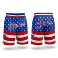 Custom Royal Royal-Red 3D Pattern Design American Flag Authentic Basketball Shorts