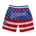 Custom Royal Royal-Red 3D Pattern Design American Flag Authentic Basketball Shorts photo 1
