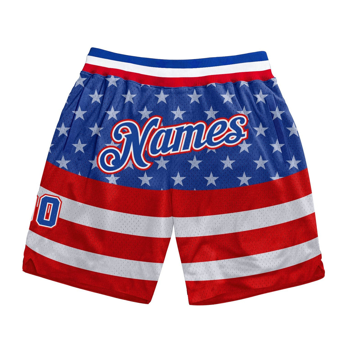 Custom Royal Royal-Red 3D Pattern Design American Flag Authentic Basketball Shorts photo 1