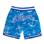 Custom Royal Royal-White 3D Pattern Design Anchors Authentic Basketball Shorts photo 1