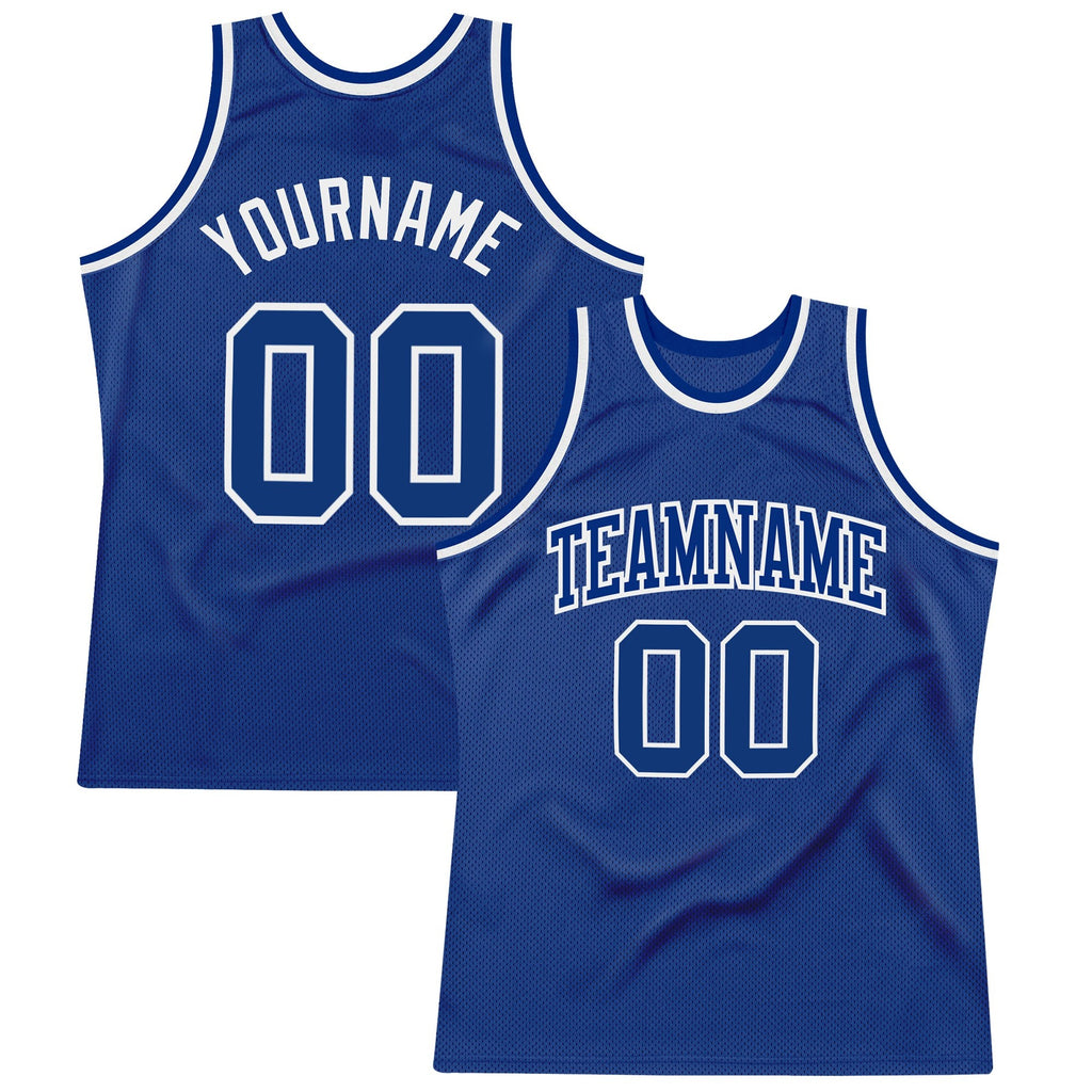 Custom Royal Royal-White Authentic Throwback Basketball Jersey photo 1