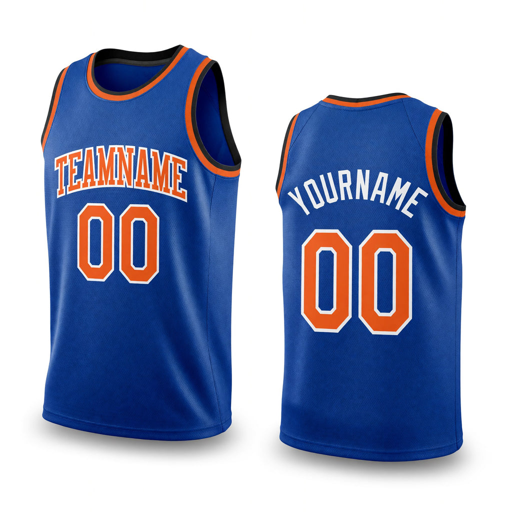 Custom Royal Orange-White Authentic Throwback Basketball Jersey