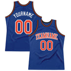 Custom Royal Orange-White Authentic Throwback Basketball Jersey photo 1