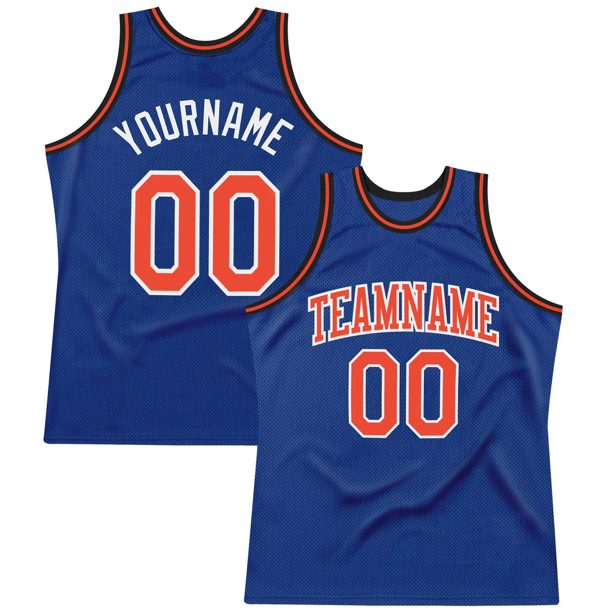 Custom Royal Orange-White Authentic Throwback Basketball Jersey photo 1