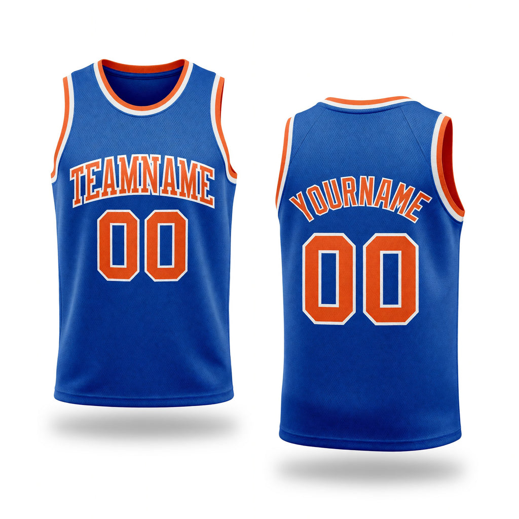 Custom Royal Orange-White Authentic Throwback Basketball Jersey