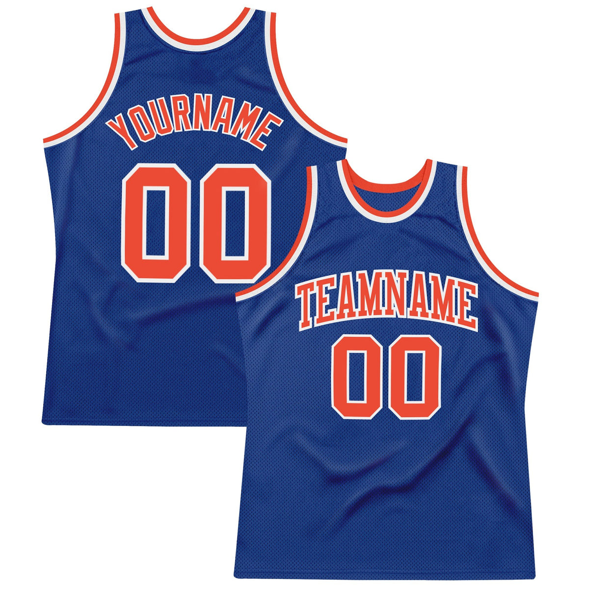 Custom Royal Orange-White Authentic Throwback Basketball Jersey photo 1