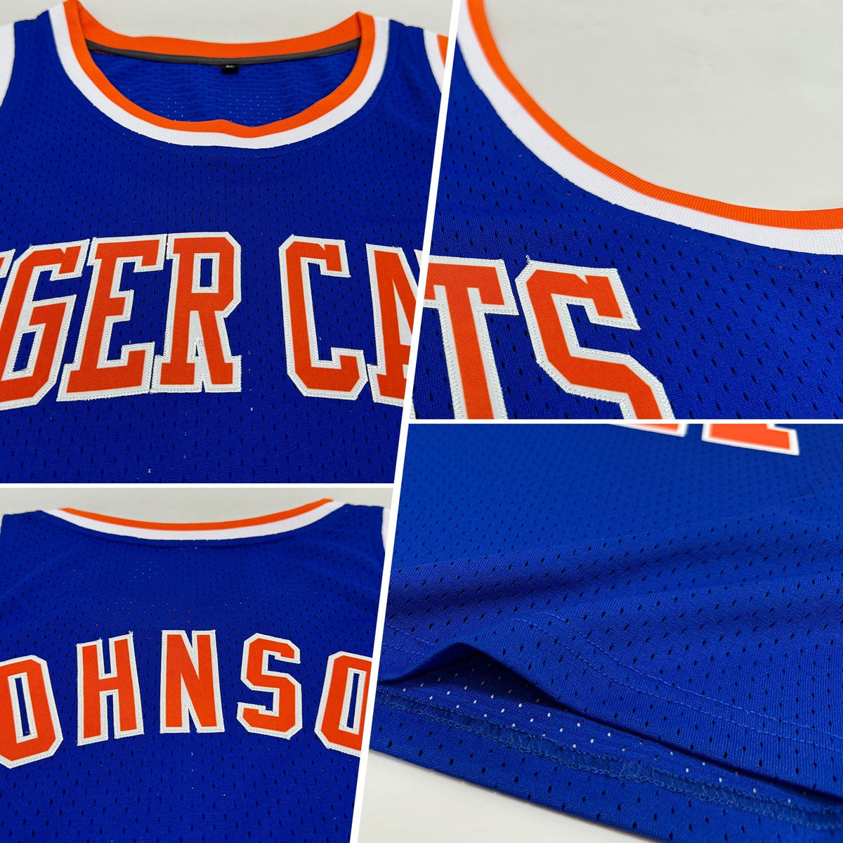 Custom Royal Orange-White Authentic Throwback Basketball Jersey photo 2