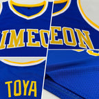 Custom Royal Gold-White Authentic Throwback Basketball Jersey photo 2