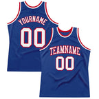 Custom Royal White-Red Authentic Throwback Basketball Jersey photo 1