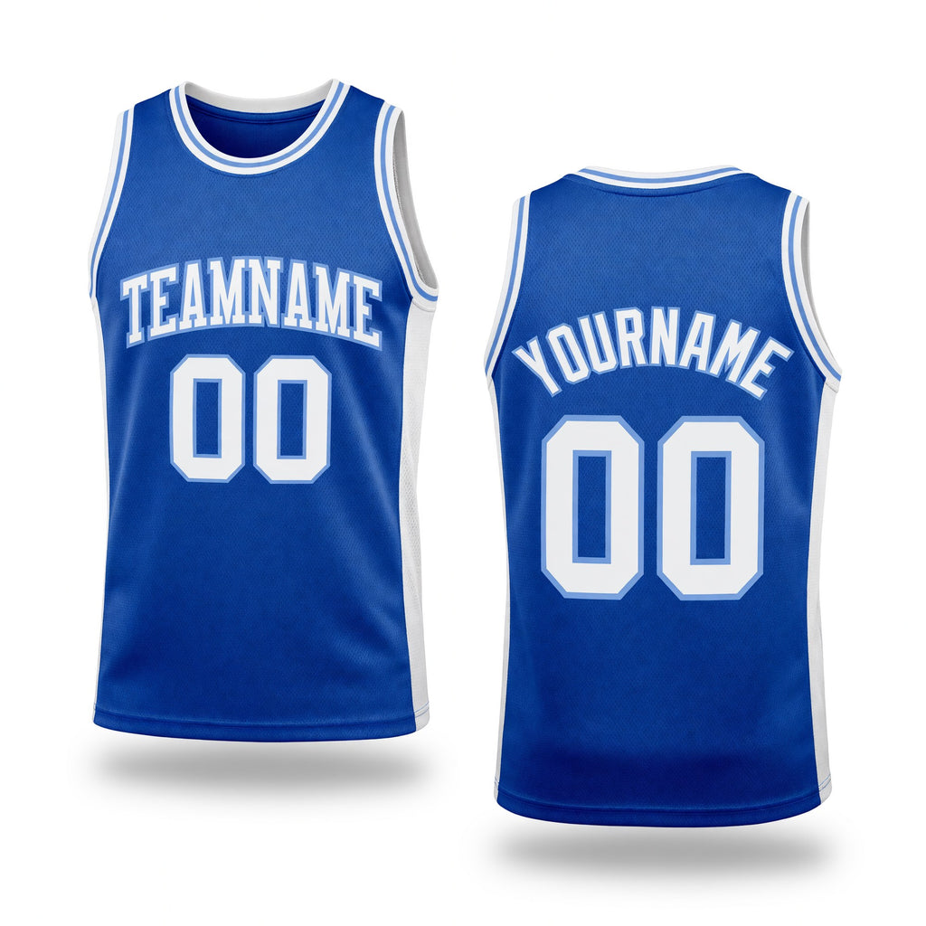 Custom Royal White-Light Blue Authentic Throwback Basketball Jersey