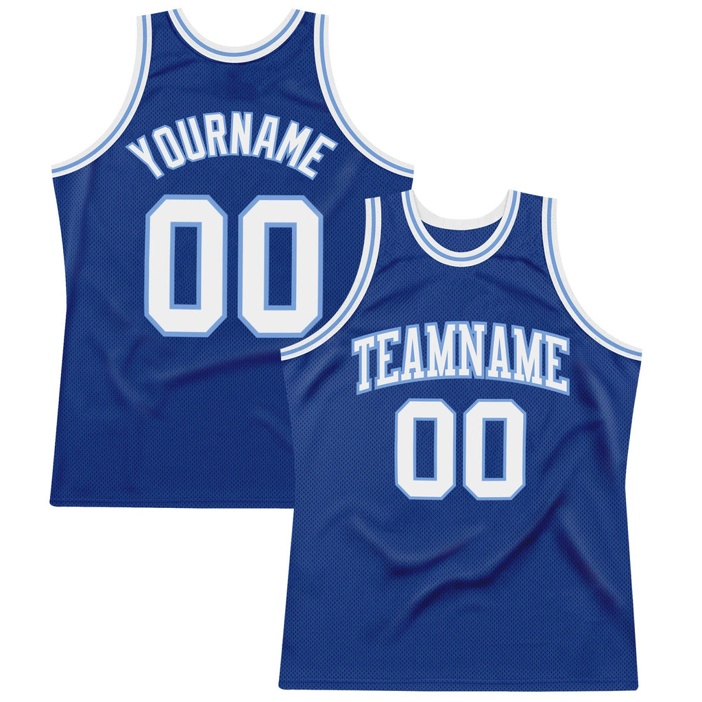 Custom Royal White-Light Blue Authentic Throwback Basketball Jersey photo 1