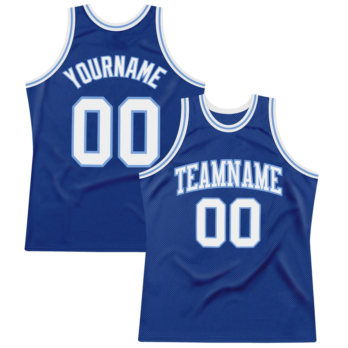 Custom Royal White-Light Blue Authentic Throwback Basketball Jersey photo 1