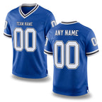 Custom Royal White-Black Mesh Authentic Throwback Football Jersey
