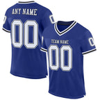 Custom Royal White-Black Mesh Authentic Throwback Football Jersey photo 1