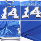 Custom Royal White-Black Mesh Authentic Throwback Football Jersey photo 4