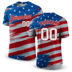 Custom Royal White-Red 3D American Flag Performance T-Shirt