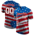 Custom Royal White-Red 3D American Flag Performance T-Shirt photo 1