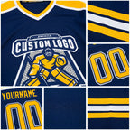 Custom Royal Gold-White Hockey Jersey detail