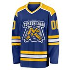 Custom Royal Gold-White Hockey Jersey photo 2