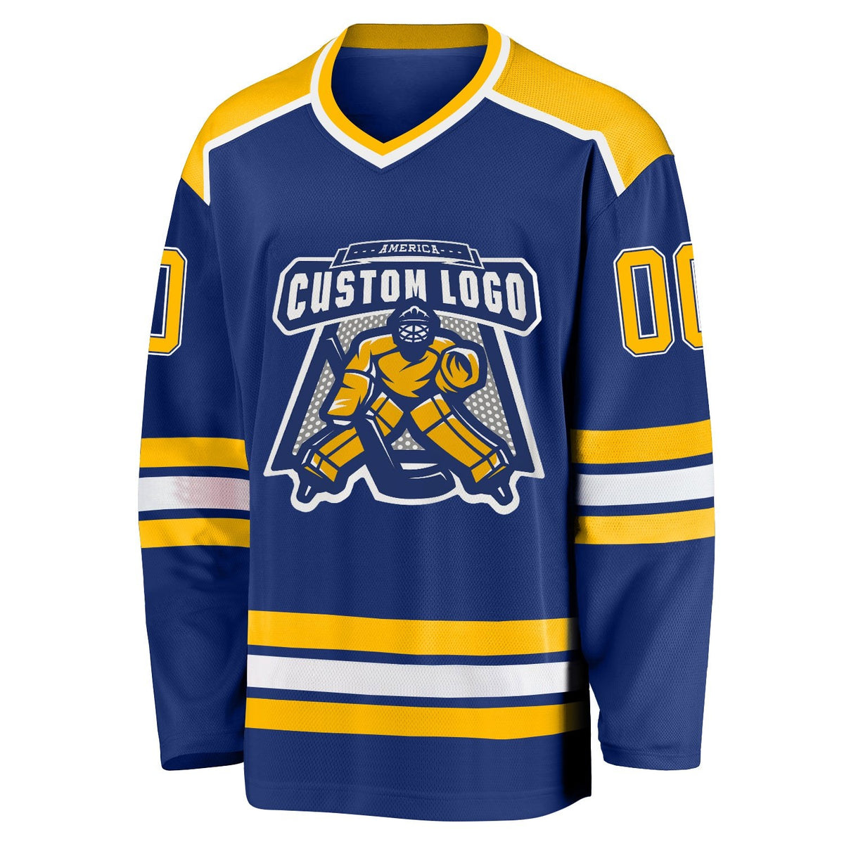 Custom Royal Gold-White Hockey Jersey photo 2