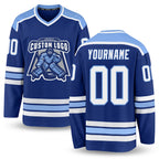 Custom Royal White-Light Blue Hockey Jersey