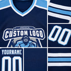 Custom Royal White-Light Blue Hockey Jersey detail