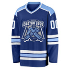 Custom Royal White-Light Blue Hockey Jersey photo 2