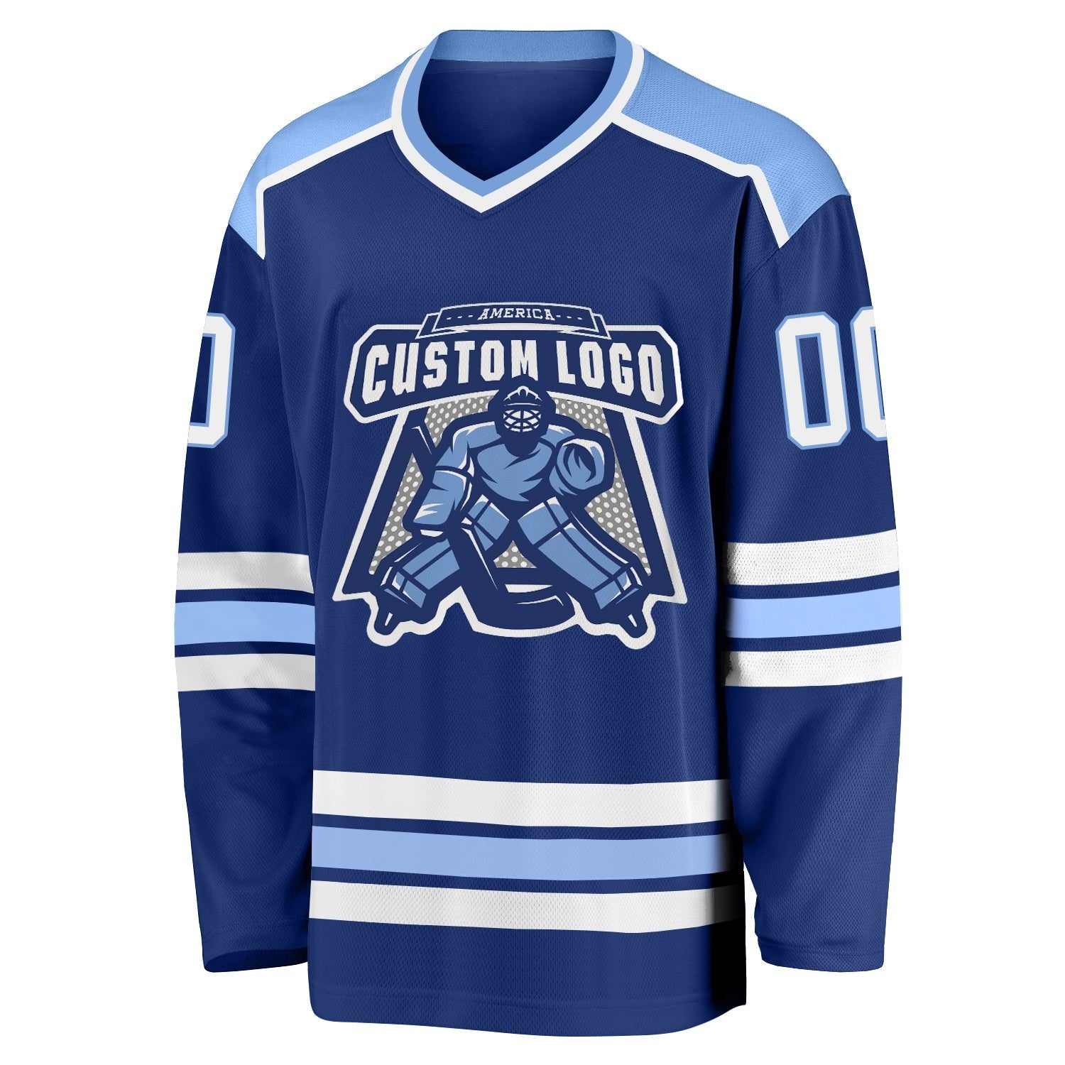 Custom Royal White-Light Blue Hockey Jersey photo 2