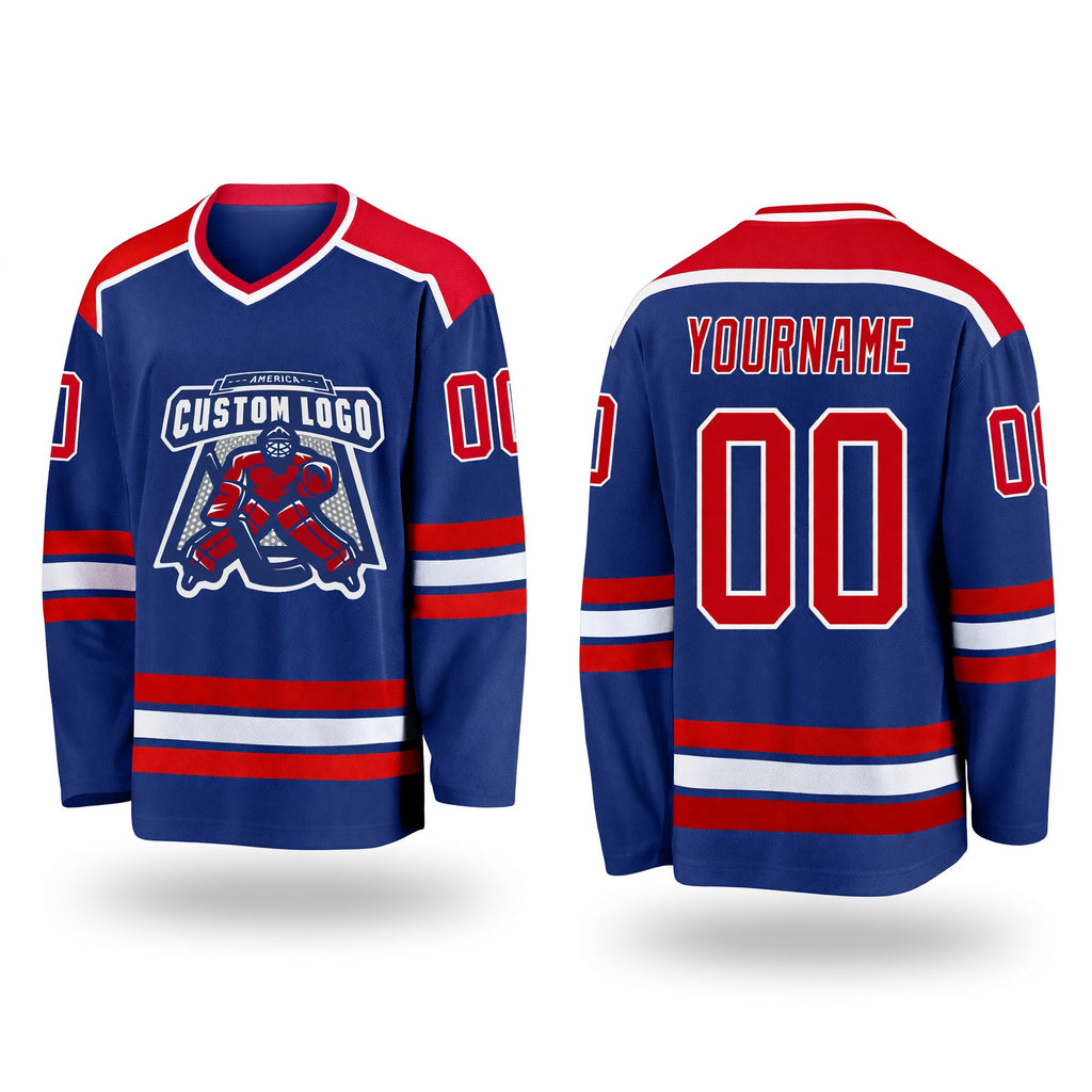 Custom Royal Red-White Hockey Jersey