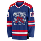 Custom Royal Red-White Hockey Jersey photo 2