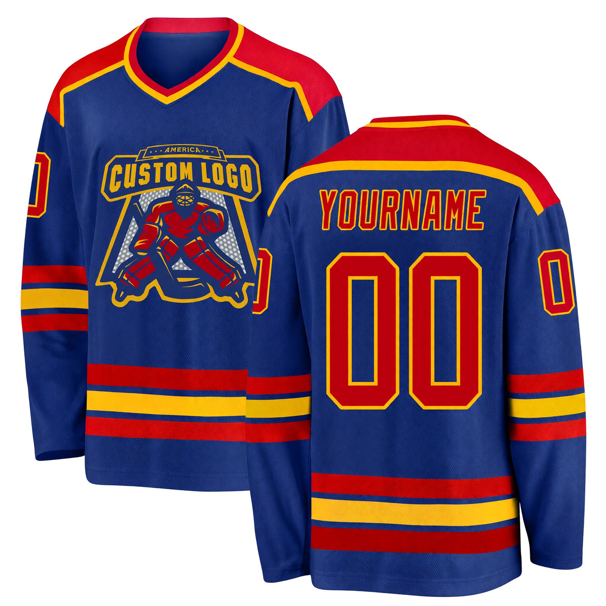 Custom Royal Red-Gold Hockey Jersey