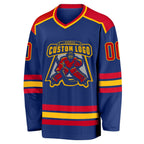 Custom Royal Red-Gold Hockey Jersey photo 2