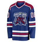 Custom Royal White-Maroon Hockey Jersey photo 2