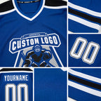 Custom Royal White-Black Hockey Jersey detail