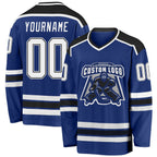 Custom Royal White-Black Hockey Jersey photo 1
