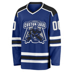 Custom Royal White-Black Hockey Jersey photo 2