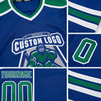 Custom Royal Kelly Green-White Hockey Jersey detail