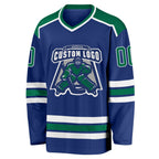 Custom Royal Kelly Green-White Hockey Jersey photo 2