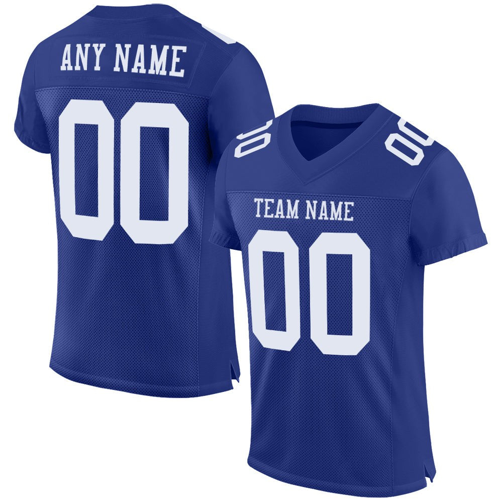 Custom Royal White Mesh Authentic Football Jersey photo 1