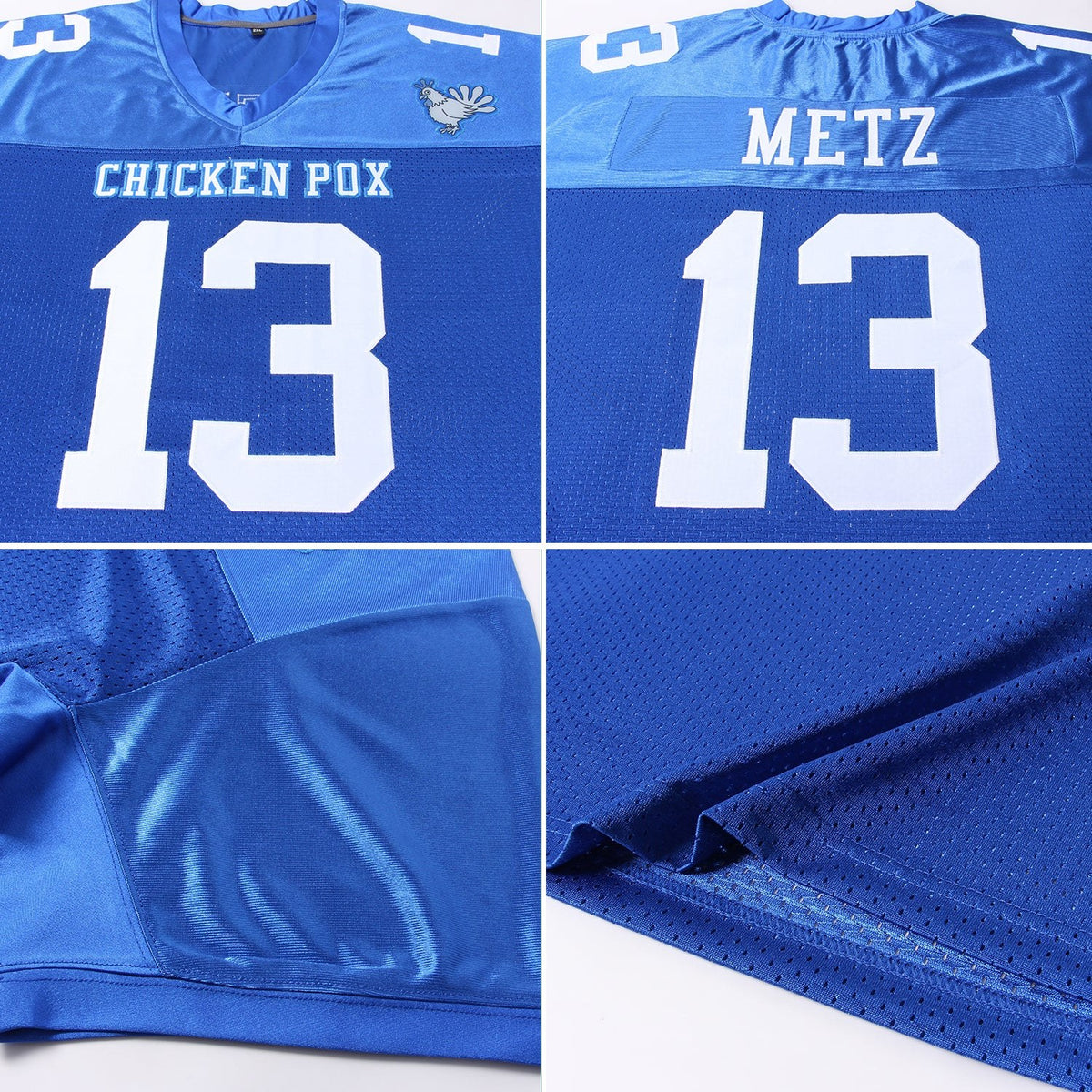 Custom Royal White Mesh Authentic Football Jersey photo 4
