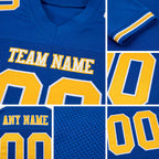 Custom Royal Gold-White Mesh Authentic Football Jersey detail