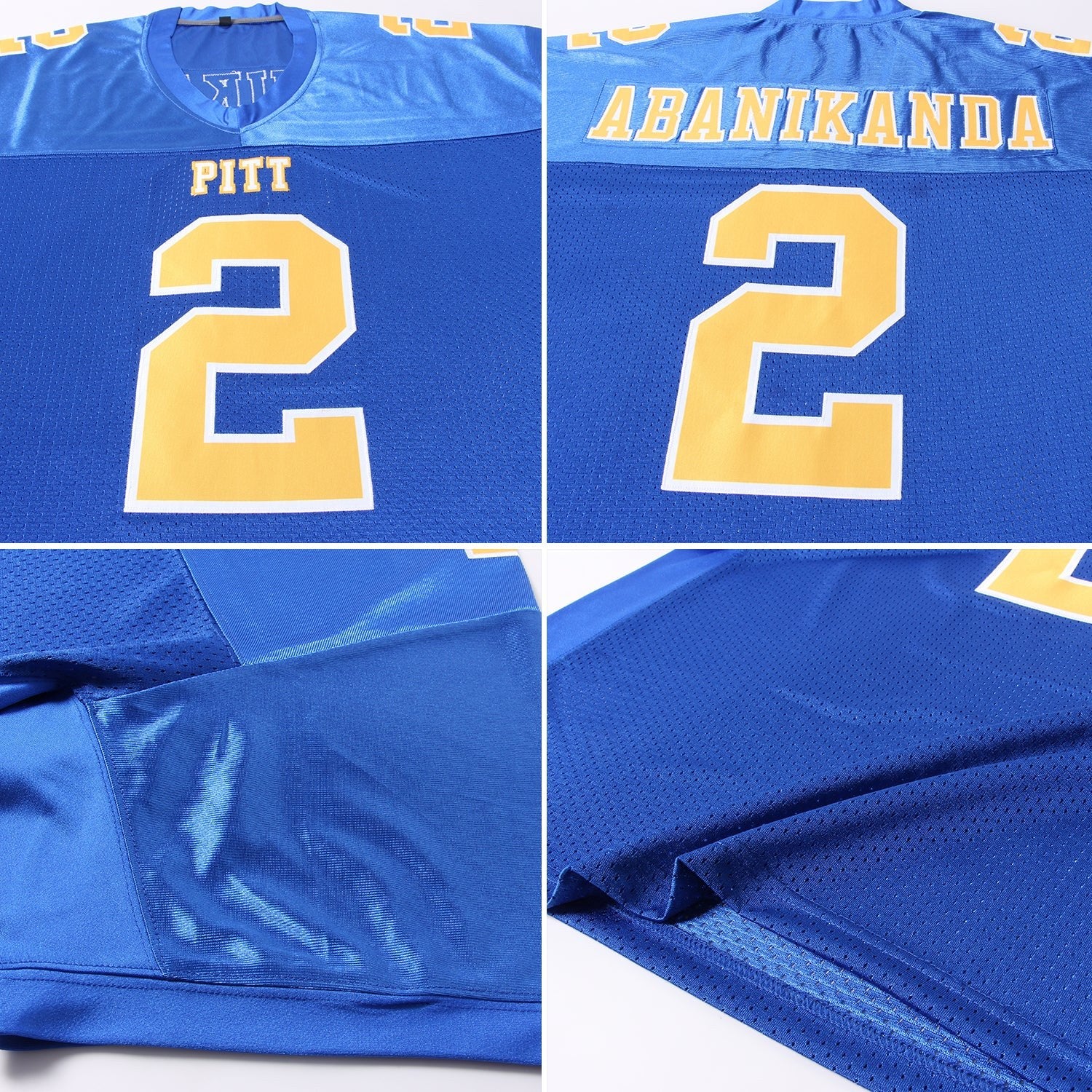 Custom Royal Gold-White Mesh Authentic Football Jersey photo 4