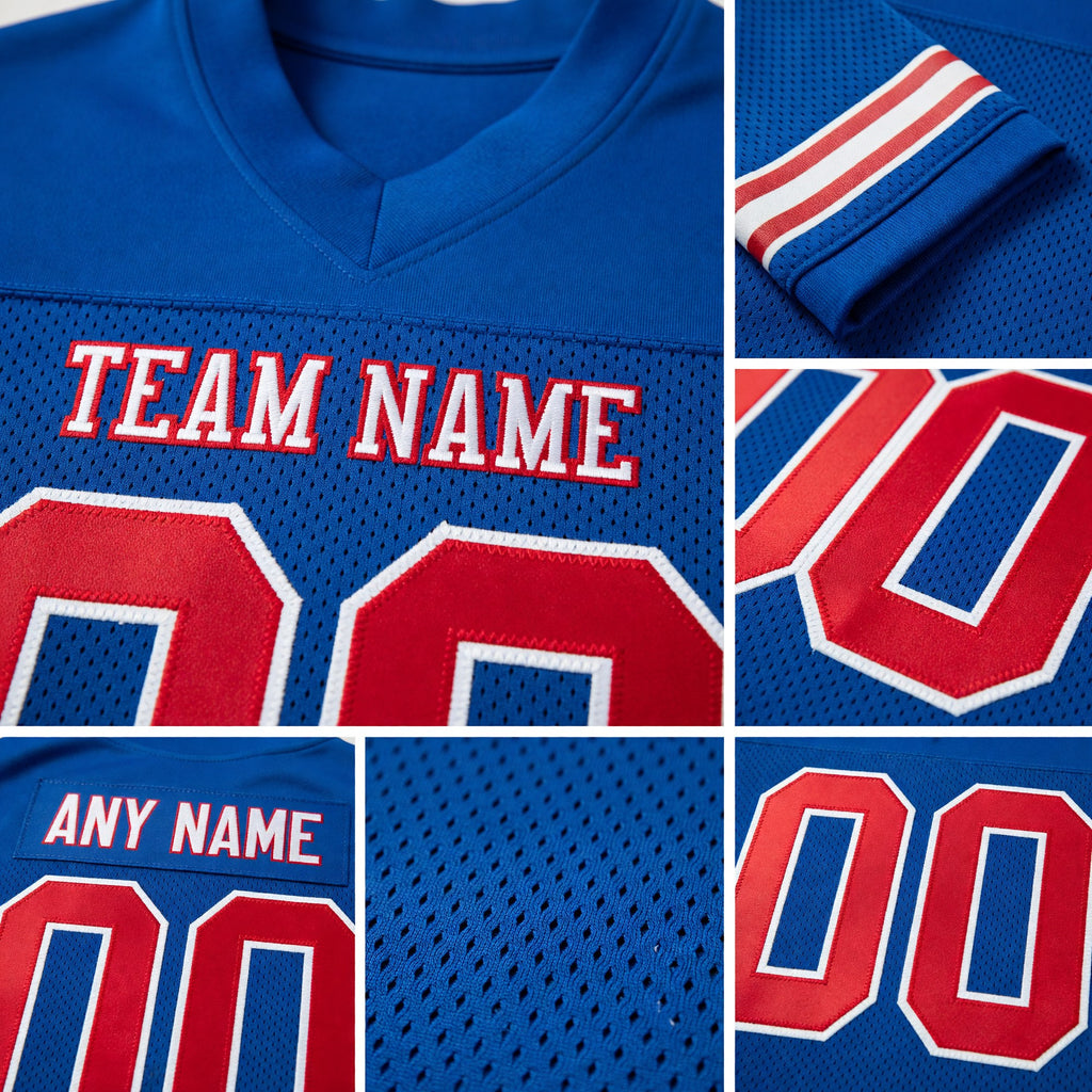 Custom Royal Red-White Mesh Authentic Football Jersey detail