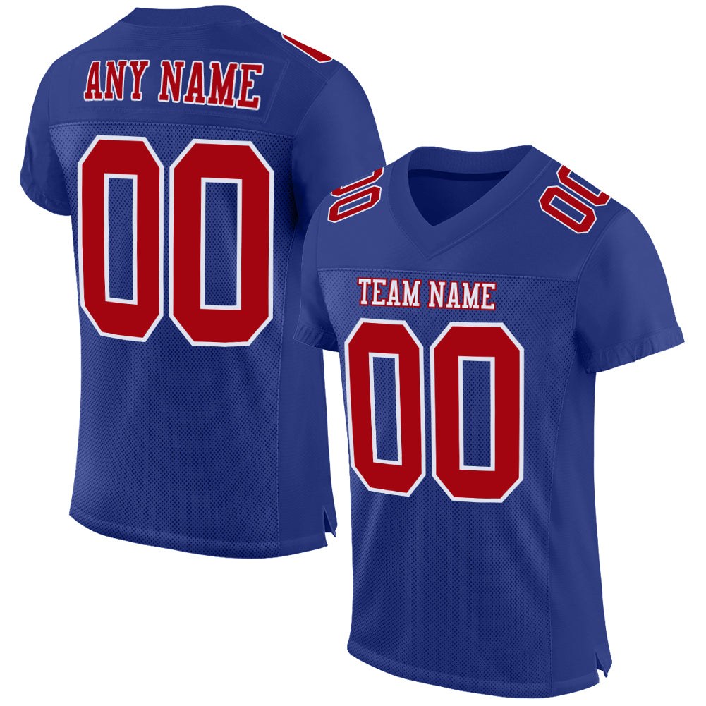 Custom Royal Red-White Mesh Authentic Football Jersey photo 1