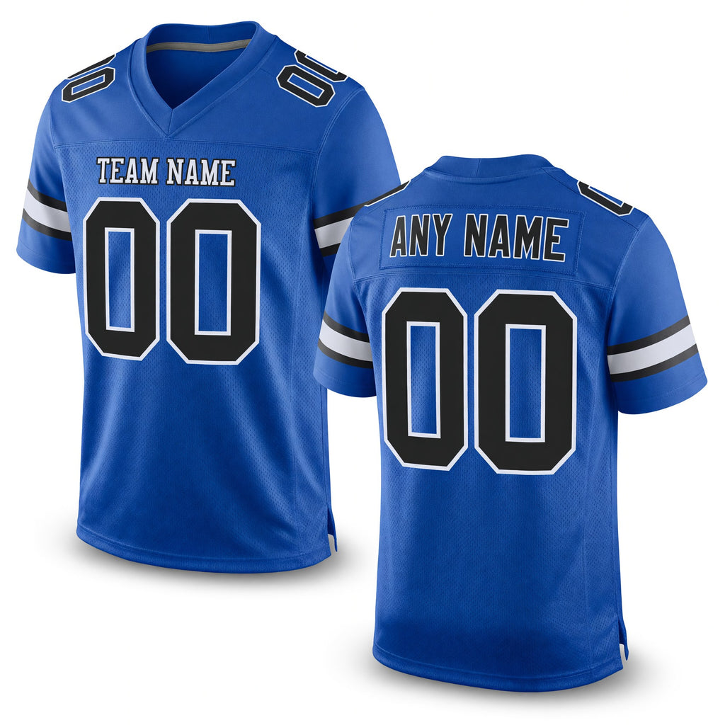 Custom Royal Black-White Mesh Authentic Football Jersey